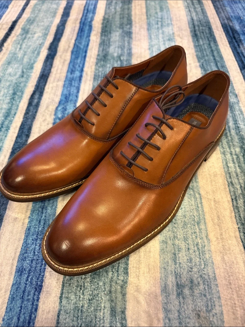 Vince Camuto Cognac Brown Leather Slip-On Loafers